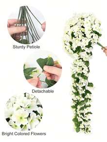 1/2PCS Artificial Hanging Fake Violet Ivy Wisteria Orchid Flowers Wall Hanging Garland Bunch Decoration Weatherproof UV Resistant For Outdoor Patio Garden Porch Wedding Home Hanging Baskets Gift Birthday Graduation Home Decor Wall Art - White - View 5