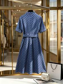GlowEve CURVE Plus Size Women Spring/Summer Embroidered Denim Dress - Dark Wash - View 2