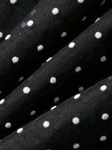 FRIFUL Women's Summer Casual Polka Dot Print Mesh Patchwork Asymmetric Hem Camisole - Black - View 4