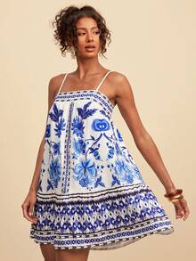 Travachic Vestido camisero minimalista estampado para mujer - Multicolor - Ver 6