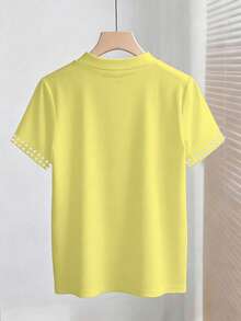 SHEIN Franclia Áo thun nữ in họa tiết bong bóng, thích hợp cho tiệc tùng và đi làm. - Màu vàng ngỗng - Xem 2