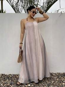 Dazy Plus Beaded Tie Dye Dress, Vacation Style, Plus Size, Spring/Summer Sundress - Apricot - View 6