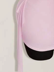 SHEIN ICON 新款欧美时尚宽松休闲罩衫性感长袖露背迷你连衣裙（女款） - 粉色 - 查看 6