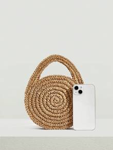 SHECARRY Natural Mini,Woven Bag,Perfect For Summer Travel,For Outdoor,Summer,Women Bags For Vacation,Holiday,Straw Purse,Straw Beach Bag,Beach Necessities,Beach Essentials,Beach Stuff & Summer Essentials, Best Women Bag For Beach Vibes, Wicker Bag, Vacation Bag For Summer - Camel - View 4