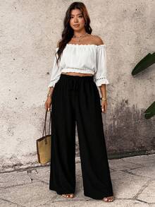 SHEIN Holidaya Quần đen thời trang, dễ phối đồ. - màu đen - Xem 6