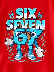 SHEIN 2pcs/Set Toddler Boys' Creative Graphic 67 Building Block & Lightning Bolt Letter Print Short Sleeve T-Shirt And Shorts,Summer,School,Back-To-School - Multicolor - View 7