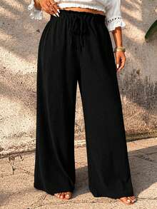 SHEIN Holidaya Quần đen thời trang, dễ phối đồ. - màu đen - Xem 1