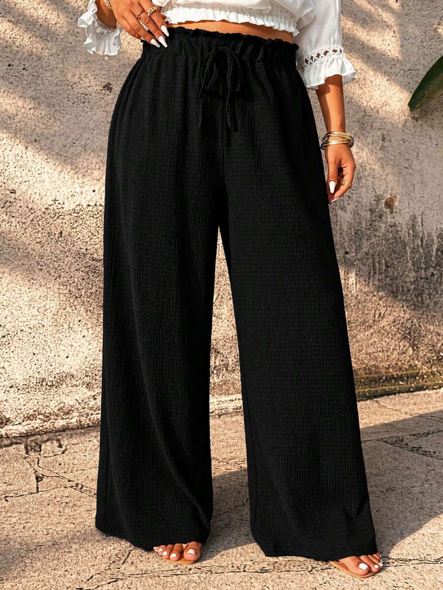 SHEIN Holidaya Quần đen thời trang, dễ phối đồ. - màu đen - Xem 1