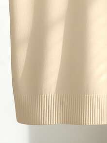 Franclia Women's Spring/Summer White Simple Casual Turndown Collar Raglan Short Sleeve Solid Color Fitted Knit Top, Plus Size - Apricot - View 5