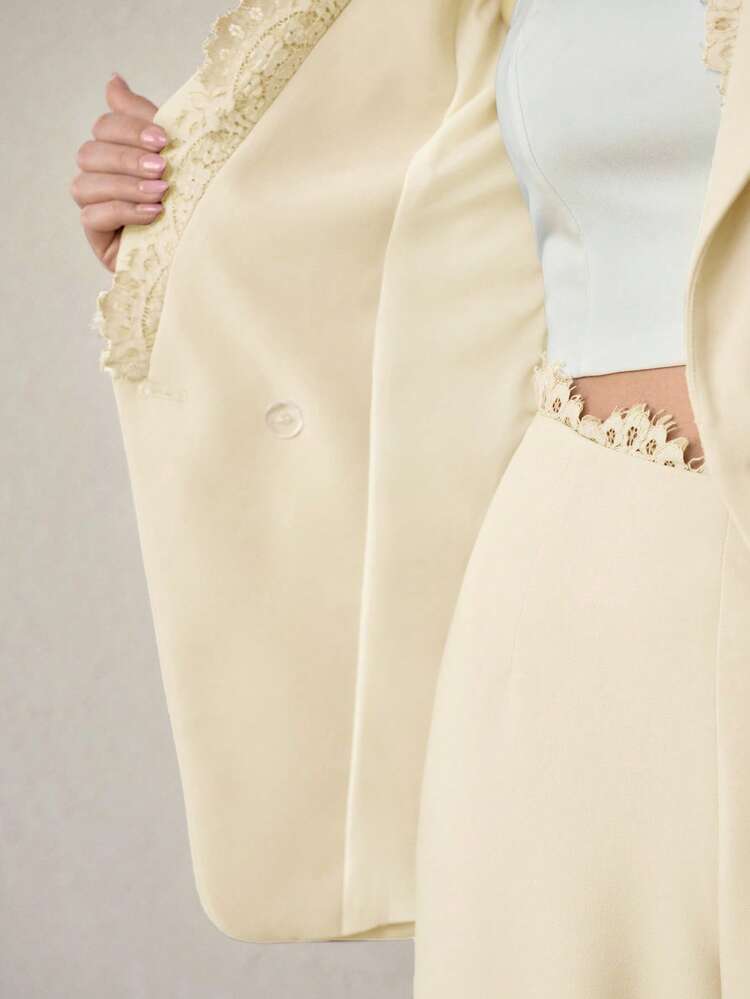 LACE PATCHWORK ELEGANT FITTED BLAZER, SPRING/SUMMER