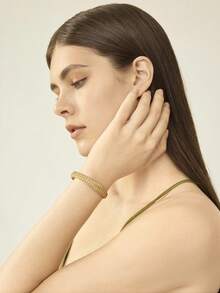 MOTF PRE18K GOLD PLATED MESH ZIRCONIUM INLAID PREMIUM NICHE BRACELET - Yellow Gold - View 8