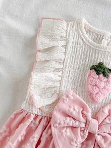 Vintaside Kids Abito da neonata bianco senza maniche con colletto in pizzo, patchwork rosa con fiocco, nuovo, elegante, retrò, carino e comodo - Rosa - Visualizzare 8