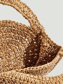 SHECARRY Natural Mini,Woven Bag,Perfect For Summer Travel,For Outdoor,Summer,Women Bags For Vacation,Holiday,Straw Purse,Straw Beach Bag,Beach Necessities,Beach Essentials,Beach Stuff & Summer Essentials, Best Women Bag For Beach Vibes, Wicker Bag, Vacation Bag For Summer - Camel - View 6