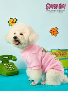 SCOOBY-DOO X 1 pieza Ropa para mascotas anti-caída de pelo, gruesa y cálida, con diseño de carta de amor de cachorro lindo, sin sombrero - Rosa - Ver 7
