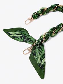 Viva Strut 1 pieza Cadena de bolso de seda de alta gama tejida, colgante de bolso de diseño de nicho de cadena de metal - Verde Oscuro - Ver 6