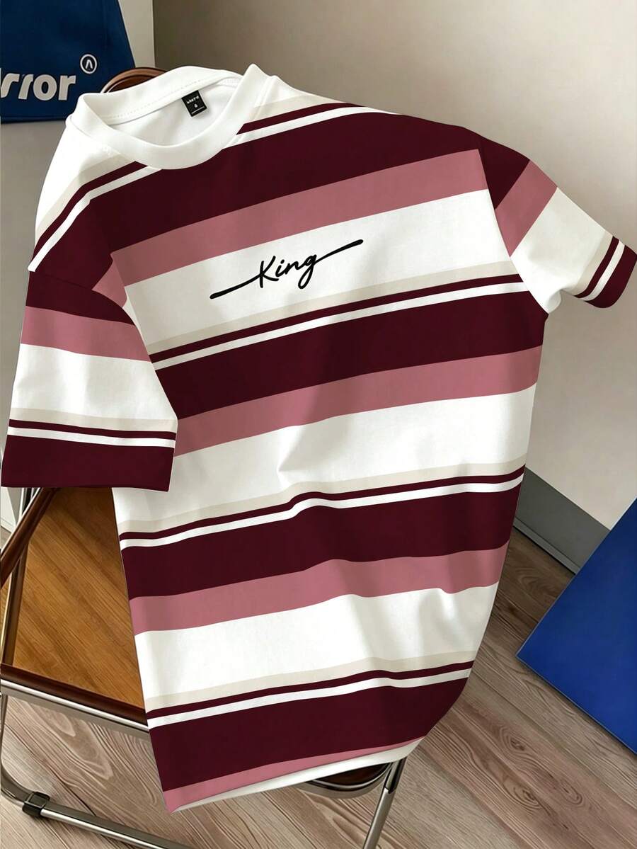 Manfinity Joysei Men's Casual Colorblock Striped Short Sleeve T-Shirt, Summer - Multicolor - View 1