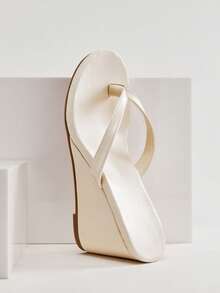 SHUZIA Women's Comfortable, Durable, Thong Wedge Sandals Summer Shoes - Khaki - View 6