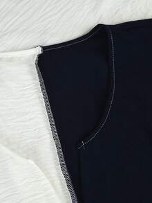 SHEIN LUNE CURVE 大码撞色V领连衣裙，带大口袋，适合度假、休闲、通勤等各种场合。 - 彩色 - 查看 4