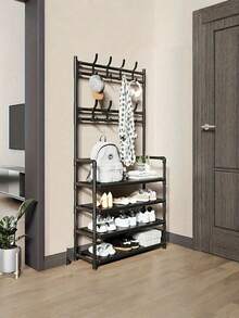 Coat Rack, Shoe Rack With 8 Detachable Hooks And 5-Tier Shoe Rack, Independent 16mm Tubular Coat Rack, Suitable For Hallways, Entrances, Living Rooms, And Dormitories. - Multicolor - View 5