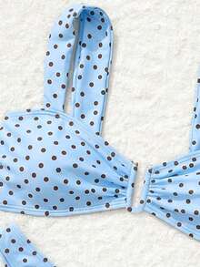Bonvoyette Conjunto de bikini de moda con diseño de estampado de lunares para niñas, un éxito de en verano - Azul - Ver 7