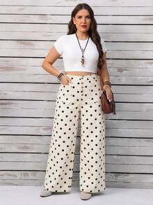 EMERY ROSE Plus Size Women's Fashion Versatile White Print Button Pocket Loose Fit Jeans Date Night Summer Vintage - Beige - View 5