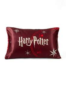 HARRY POTTER X SHEIN 2pc Cartoon Satin Pillowcase, Made Of Soft Satin Material, Gentle On Hair, Breathable And Cool, Available In Multiple Sizes, Machine Washable - Redwood - View 7