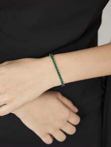 MOTF PREMIUM Pulsera elegante de plata chapada con diamante verde - Verde - Ver 1