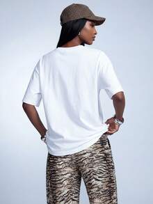 Elaire White Round Neck Casual Basic Short Sleeve T-Shirt, Suitable For Spring To Summer Holiday Golf - White - View 2