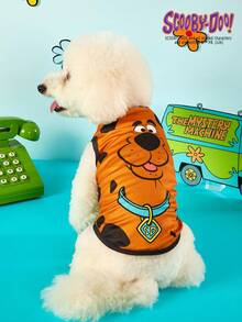 SCOOBY-DOO X PETSIN 2pcs Brown Puppy Flower & Car Print Pet Top, Ultra Soft Skin-Friendly Fabric, Breathable And Lightweight, Helps Reduce Shedding, Keeps Your Pet Cool And Comfy For Daily Wear Or Outdoor Play - Multicolor - View 10