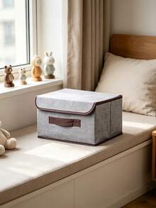 1/2 Washable Linen Folding Storage Box, Foldable Storage Box, Covered Toy Sorting Basket, Laundry Basket - Grey - View 8
