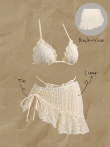 Áo khoác ngoài xếp ly có dây rút bằng vải jacquard dành cho nữ, thích hợp cho mùa xuân/hè. - Màu be - Xem 1