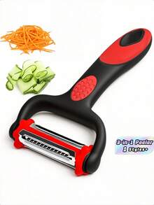 1pc Multifunction Vegetable Peeler Julienne Peeler For Kitchen,3 In 1 Blade Spin Design With Julienne Function,Potato Apple Vegetable Peelers For Kitchen, I And Y Peelers For Fruit Veggie Potatoes Carrot Cucumber, 3 In 1 Blade Spin Design With Julienne Function - Red - View 1
