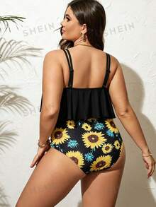 SHEIN Swim Lushore Traje de baño tankini de talla grande - Multicolor - Ver 2