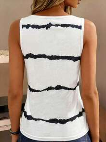 EMERY ROSE Camiseta de tirantes con estampado de palmeras para mujer - Blanco - Ver 2