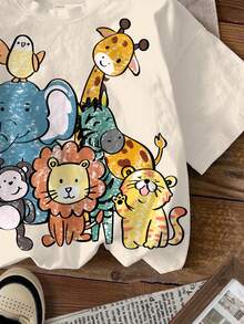 Blusa holgada de punto con estampado de animales de dibujos animados, apropiada para primavera y verano - Multicolor - Ver 5