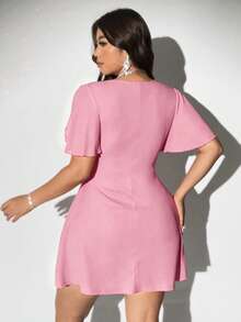 Viva Relle Plus Size Women's Red Mini A-Line Sexy Dress - Pink - View 5