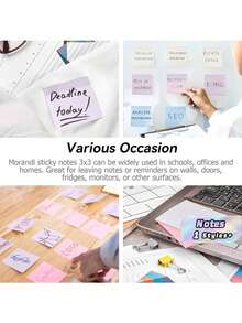SHEIN 3x3 Sticky Notes, Pastel Self-Adhesive Pads, Easy To Post, Suitable For Home Office School, 1/5 Pad (100 Sheets/Pad) - Multicolor - View 7