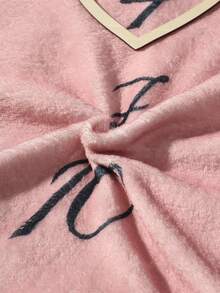 Newborn Baby Number Print Contrast Pompom Trim Round Neck Photography Outfit - Pink - View 4