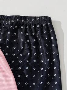4pcs/Pack Girls Casual Butterfly & Polka Dot Print Leggings - Multicolor - View 4