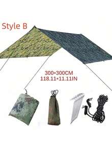 1 pièce Tente de plein air avec grande couverture pare-soleil pour le camping et la randonnée, imperméable, pare-soleil, couverture pare-soleil triangulaire, équipement de camping barbecue de plage, bâche de sol imperméable, tapis anti-humidité - Multicolore - Voir 12