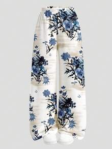 Tween Girl Solid Color Ruffle Crew Neck Short Sleeve T-Shirt And Floral Print Pants Casual Daily Outfit - White - View 7