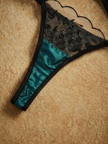 PinupPomp 2pcs Women Elegant Floral Embroidery Mesh Sexy Lingerie Set - Multicolor - View 5