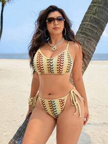 Swim Vcay 2026 New Women's Spring/Summer Spaghetti Strap Triangle Bikini Set, Plus Size Beach Vacation Swimwear - Multicolor - View 4