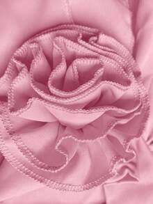 DreamSkyne Plus Size Summer Elegant 3D Floral Ruffle Neck Blouse For New Year Clothes - Pink - View 8