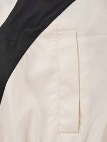 PAVTROS Chaqueta casual versátil de uso diario con cuello alto y cremallera de color contrastante para hombres - Blanco y Negro - Ver 4