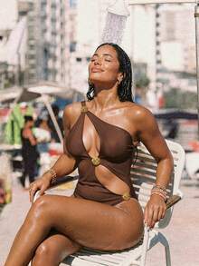 Swim SXY 2026 New Sexy One-Piece Swimsuit With Gold Accessories, Suitable For Beach Vacation, Plus Size - Multicolor - View 3