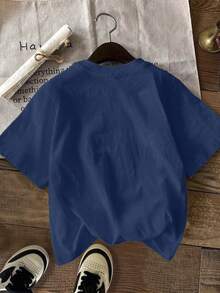 EMERY ROSE Kaos Lengan Pendek Kasual Wanita Ukuran Besar - Navy Blue - View 2