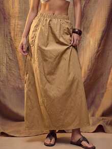 SHEIN Unity 2026 Autumn New Regular Women's Single Skirt Golf Pastal Girlisim - Khaki - View 1