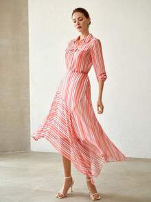 MOTF PREMIUM WOMEN PINK CHECKERED PRINT CASUAL ELEGANT TOP BRUNCH AUTUMN - Multicolor - View 6