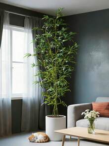 195/270cm Large Artificial Bamboo Tree, Realistic And Tall Simulation, Lifelike Plastic Bamboo Leaves, Suitable For Home, Garden, Party, Room, Office, Outdoor Decoration - Green - View 8